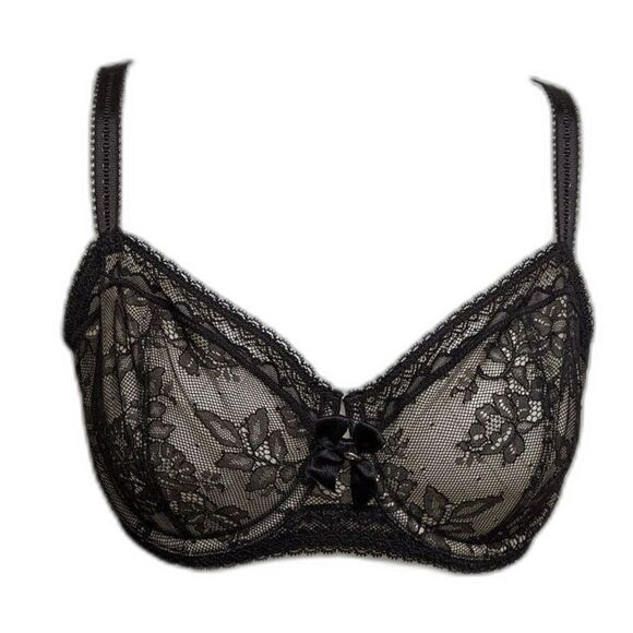 Le Mystere Demi Bra 34D Lace Temptation Sheer Lined Not Padded Wire Black - Picture 1 of 10